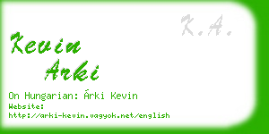 kevin arki business card